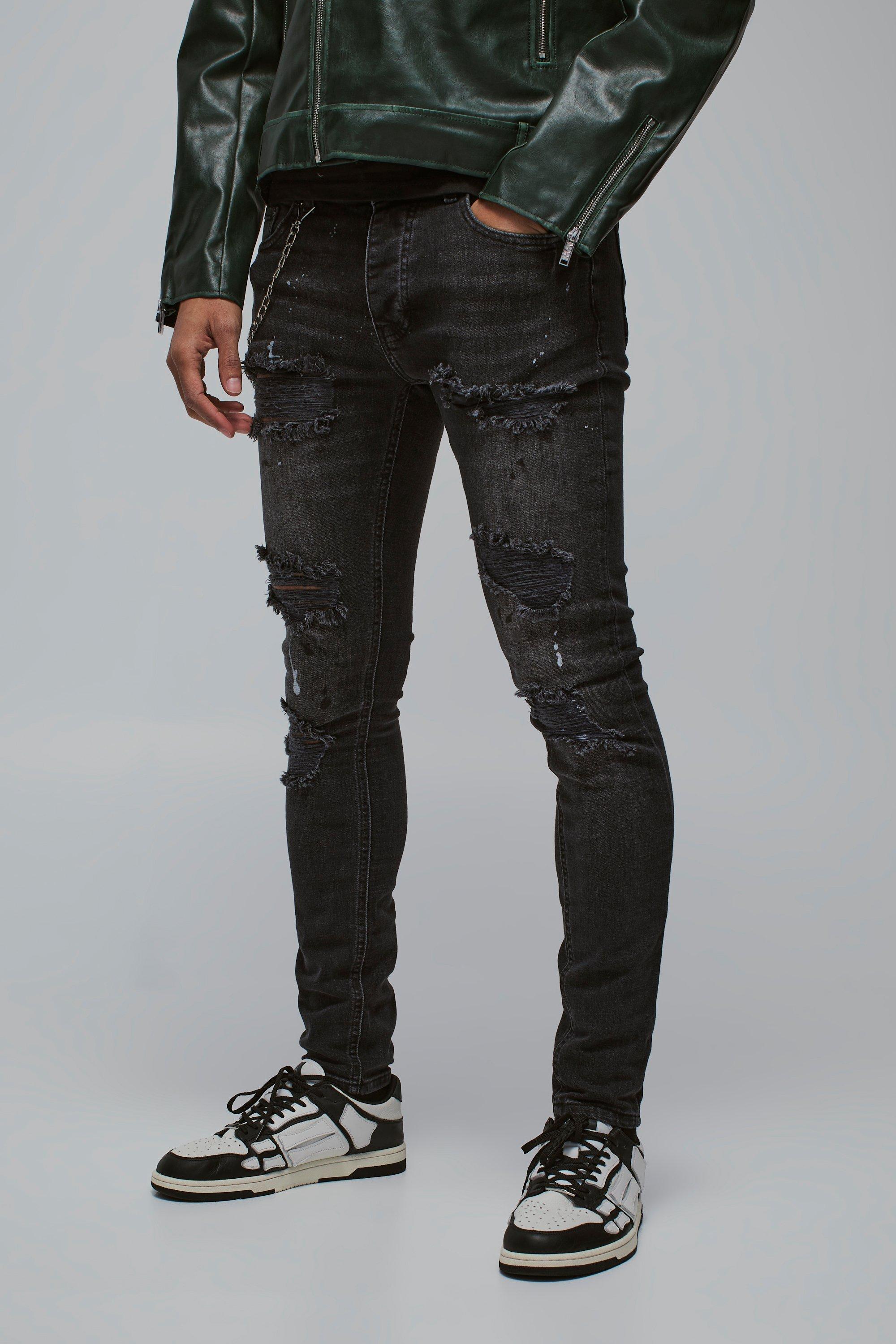 Men's Black Super Skinny Jeans | boohooMAN USA